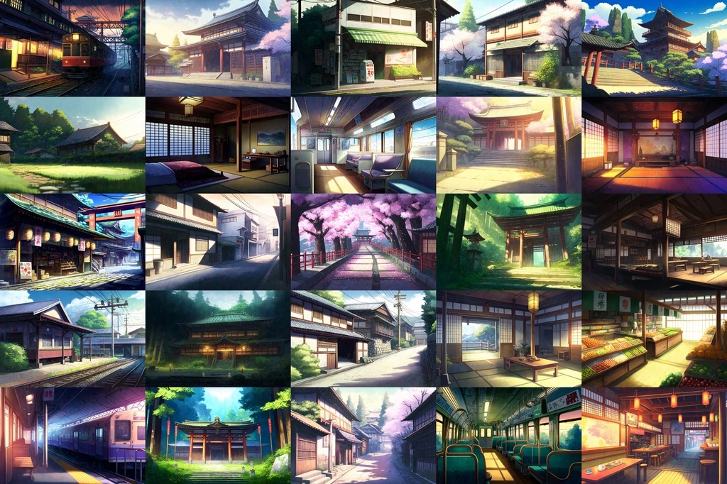 【アニメ映画風の和風系の背景】著作権フリーの高解像度画像(100枚)