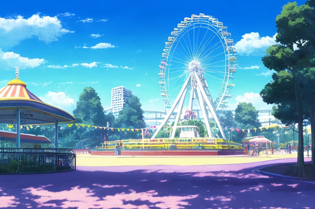 【商業娯楽系施設のイラスト背景】著作権フリーの高解像度画像(100枚)