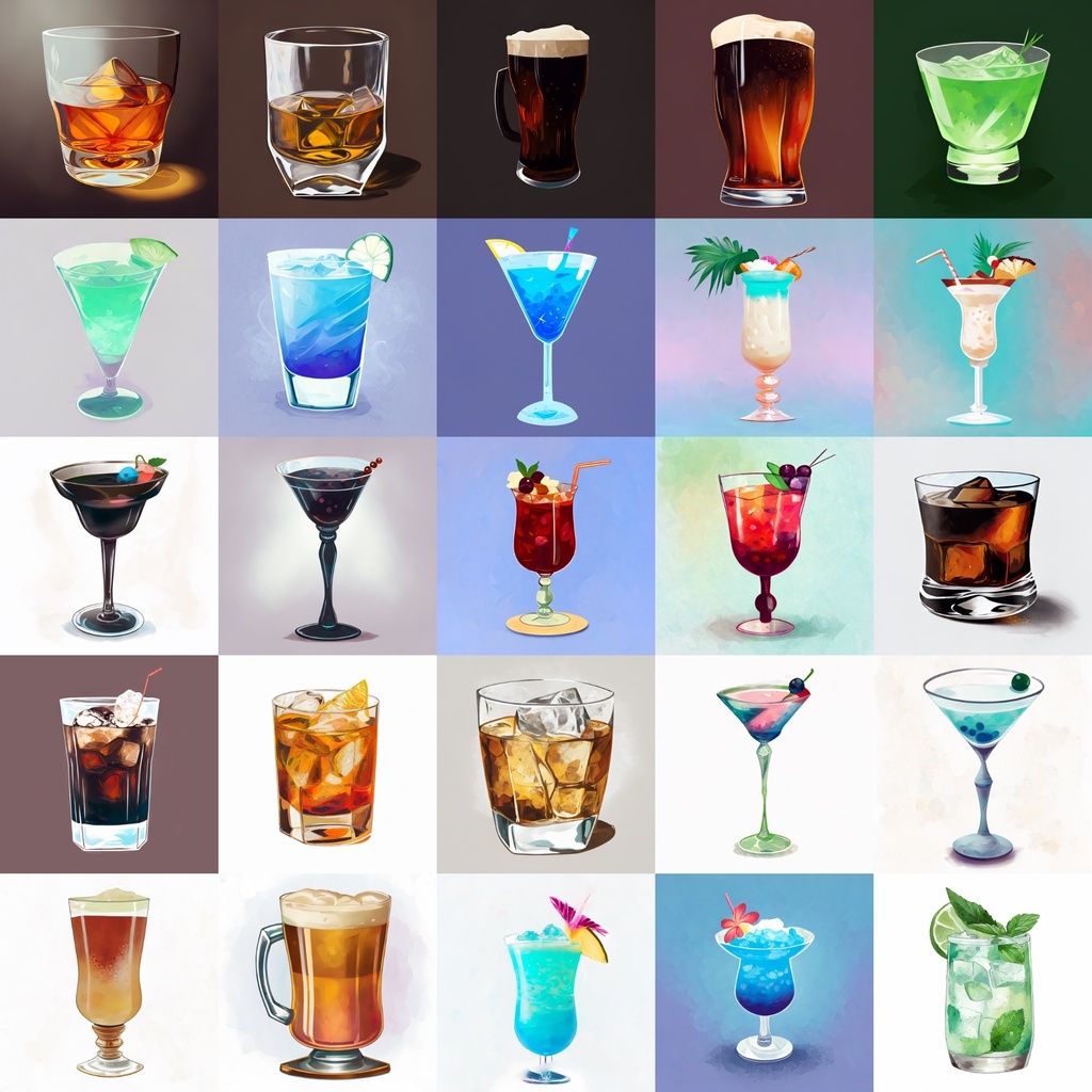 【色々な飲み物のイラスト】著作権フリーの高解像度画像(100枚)