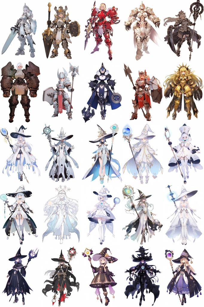 【女キャラ全身立ち絵ジョブ別2】著作権フリーの高解像度素材(100枚)