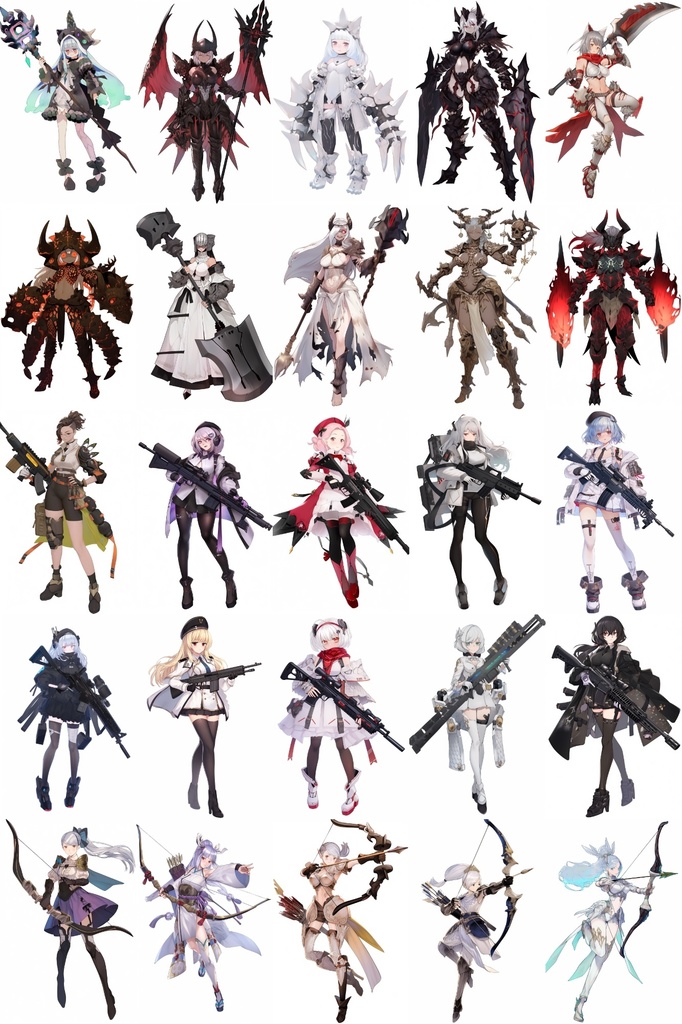 【女キャラ全身立ち絵ジョブ別2】著作権フリーの高解像度素材(100枚)