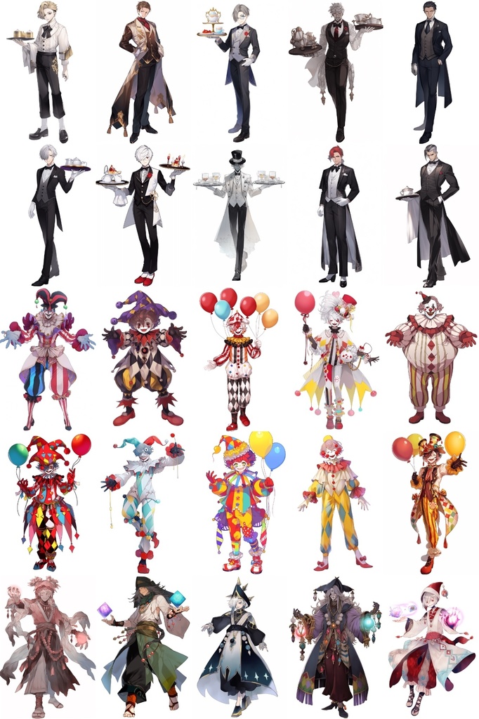 【男キャラ全身立ち絵ジョブ別3】著作権フリーの高解像度素材(100枚)