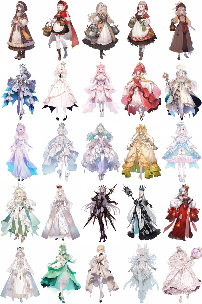 【女キャラ全身立ち絵ジョブ別4】著作権フリーの高解像度素材(100枚)