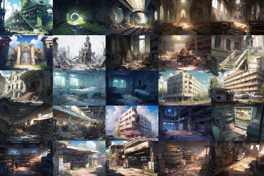 【繊細で芸術的な廃墟系の背景】著作権フリーの高解像度画像(100枚)