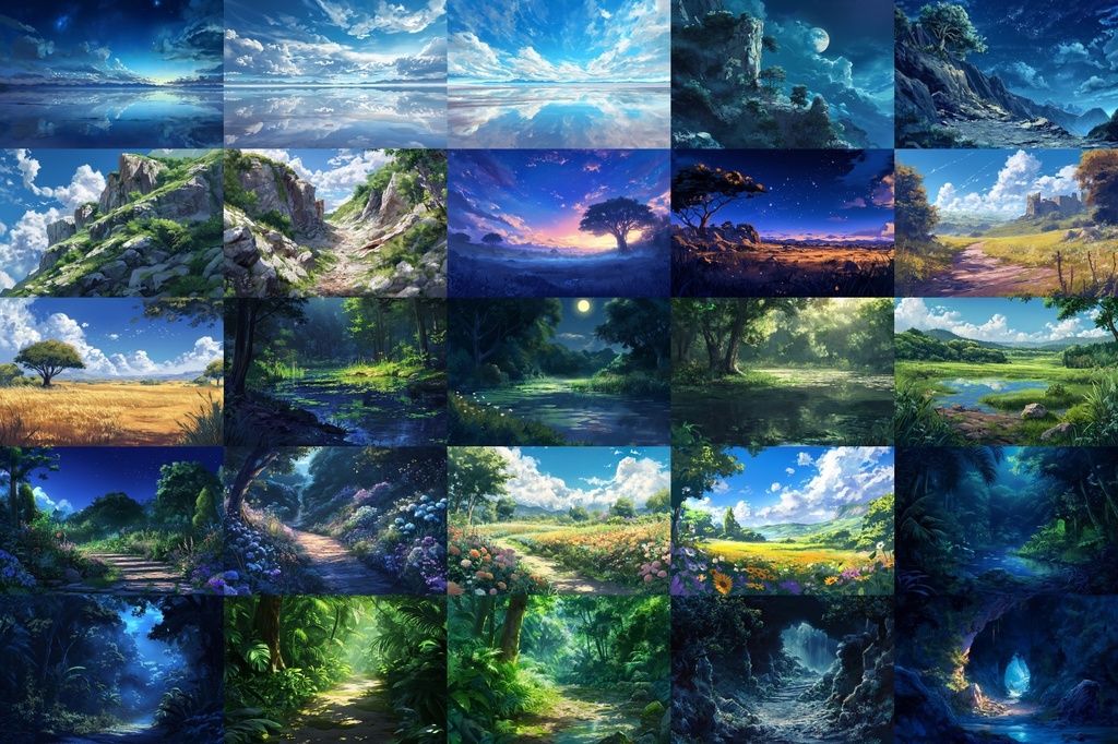 【絵画的な自然系の背景】著作権フリーの高解像度画像(100枚)