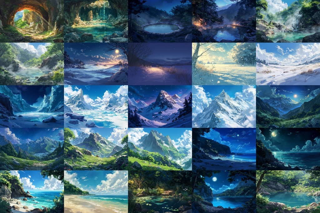 【絵画的な自然系の背景】著作権フリーの高解像度画像(100枚)