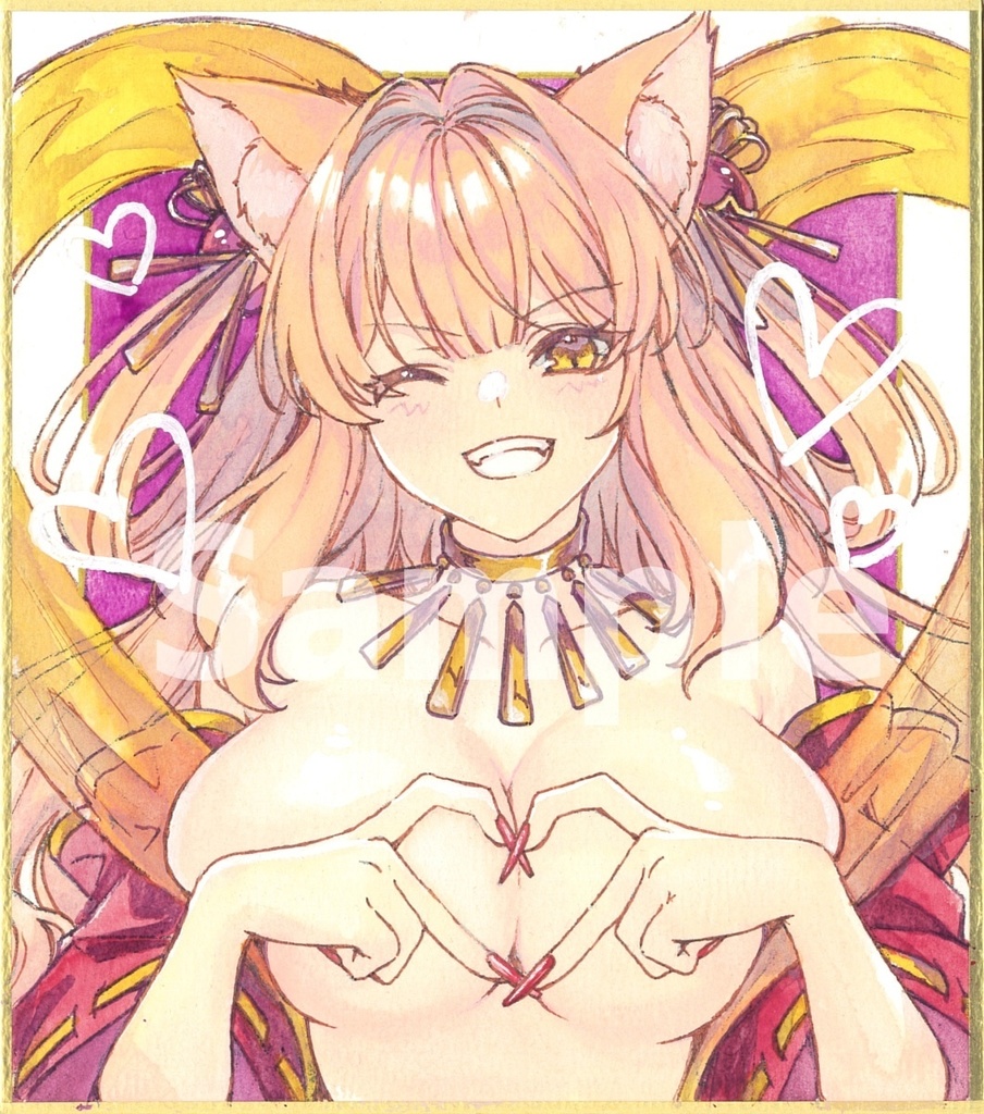 【アナログ原画】鈴鹿御前(fgo)【ミニ色紙/水彩】