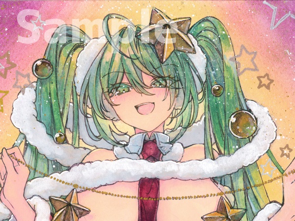 【アナログ原画】初音ミク【水彩/A4】