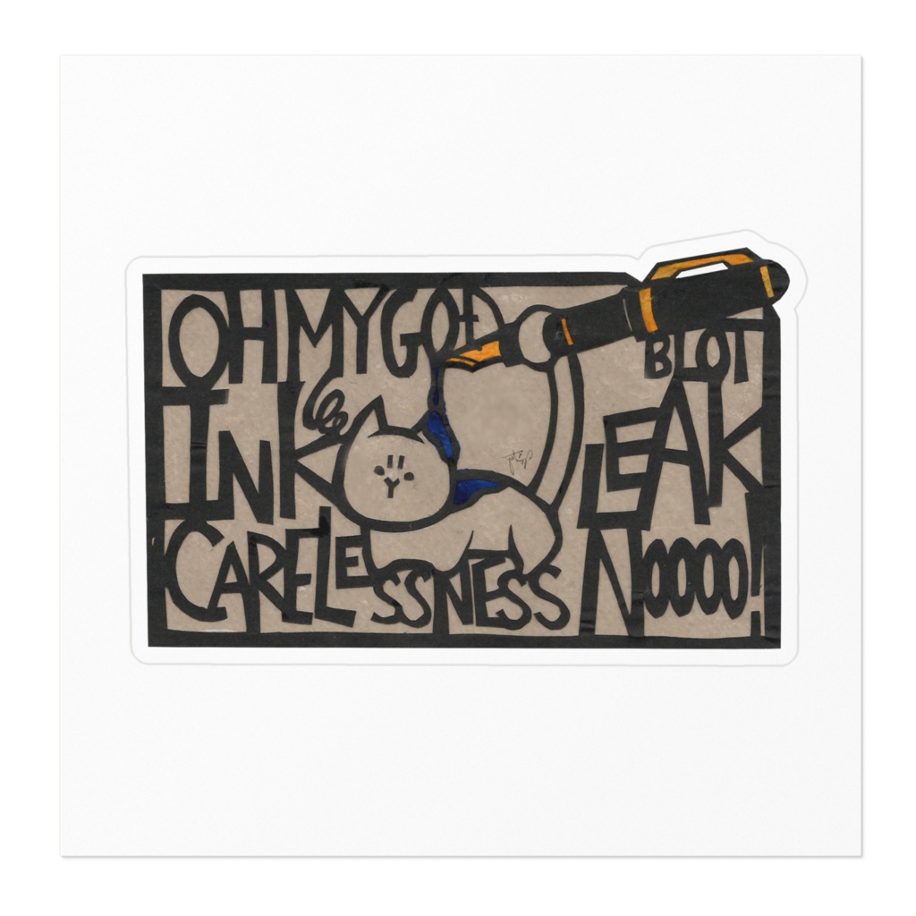 インクべちょべちょネコステッカー