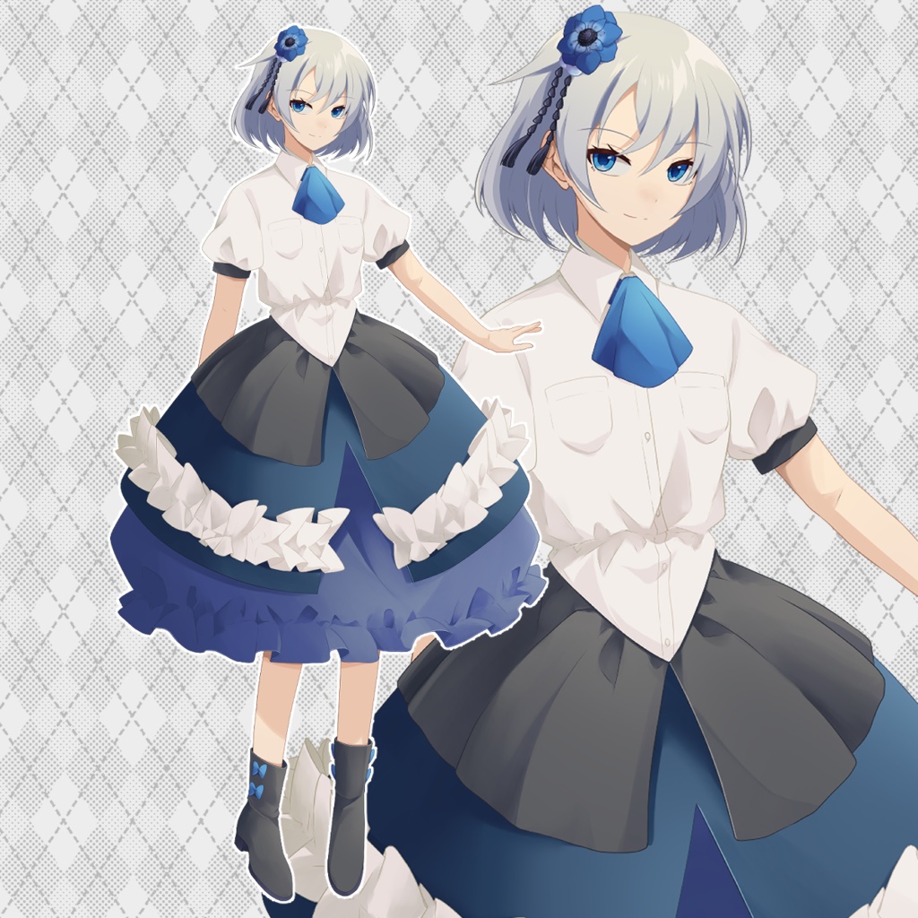 【adopt.5】青いアネモネをつけた少女【立ち絵素材】