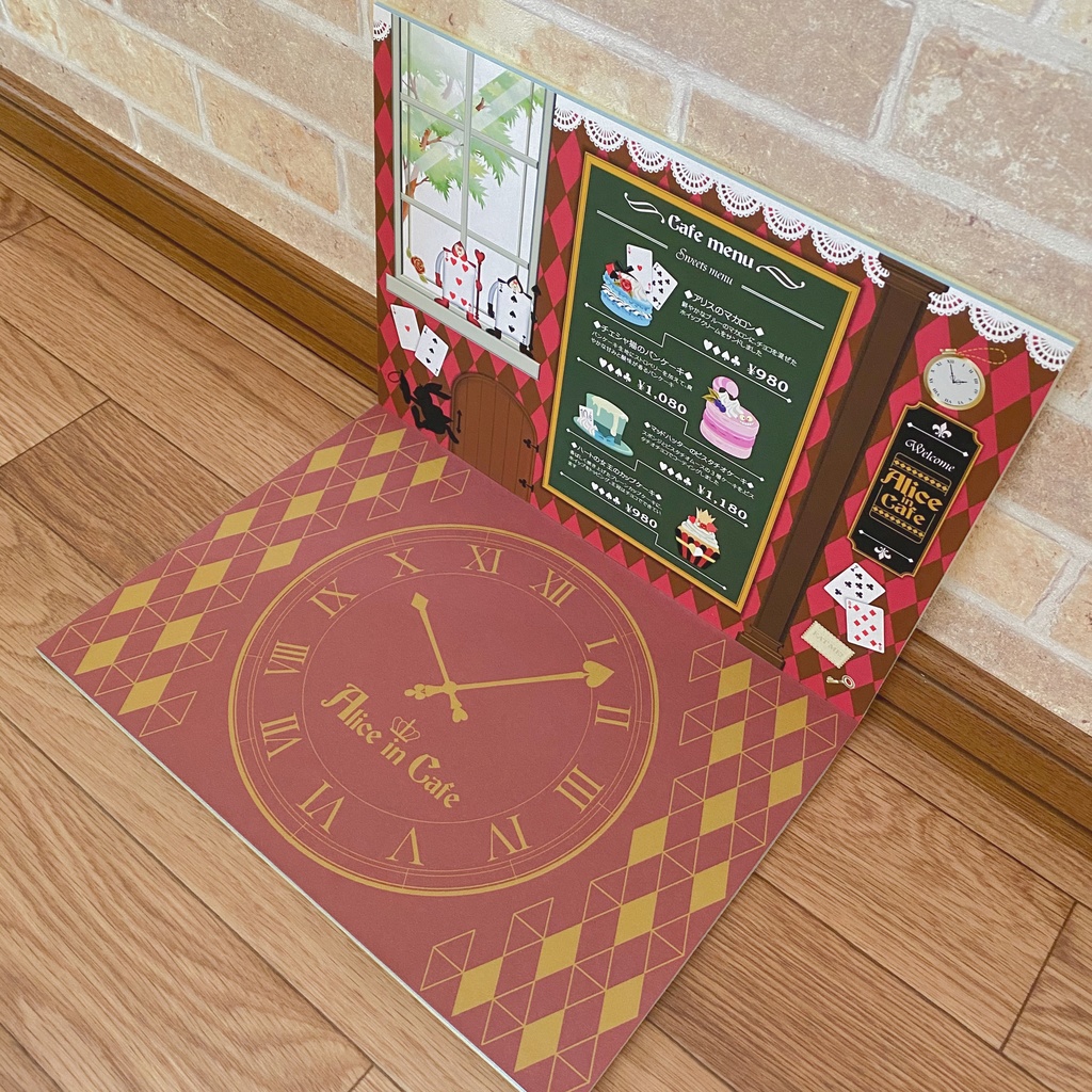 【Alice in Cafe(赤茶)】背景ボード(1/12サイズ向け)