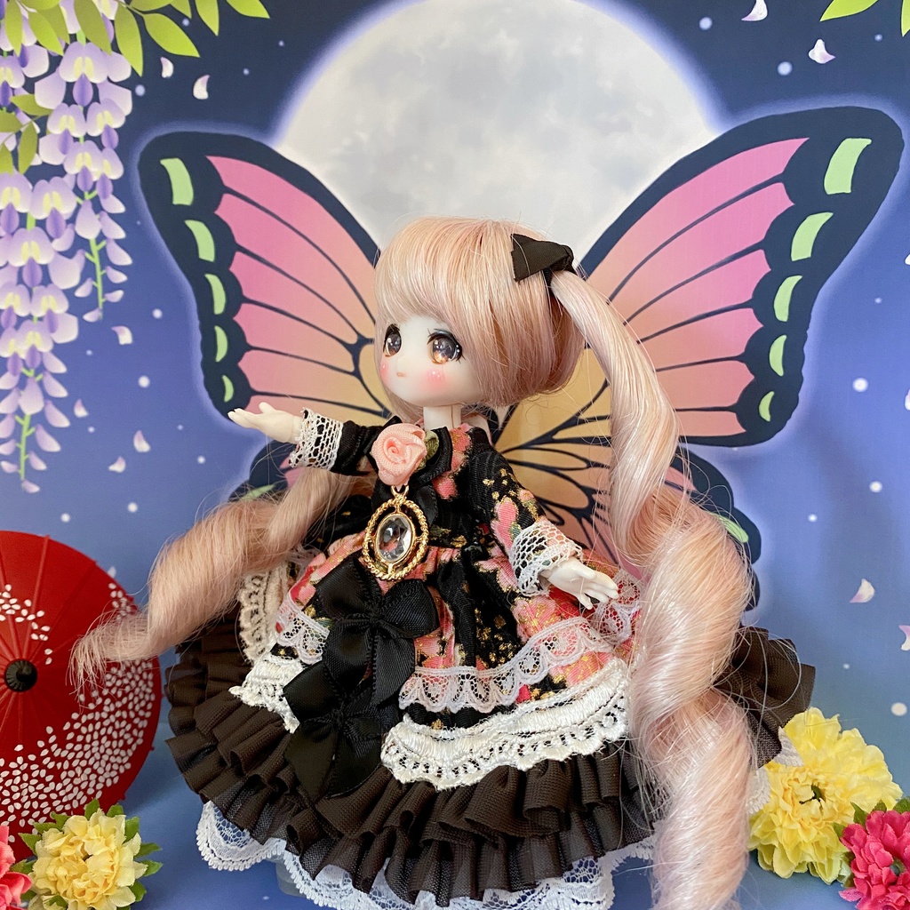 【妖月夜(アゲハ蝶Ver)】背景デザイン(1/12サイズ向け)