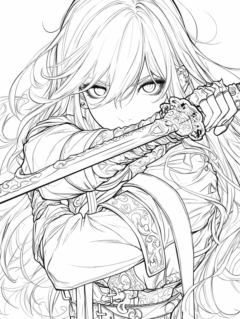 White Gothic Ninja Coloring Page | Color It Your Way