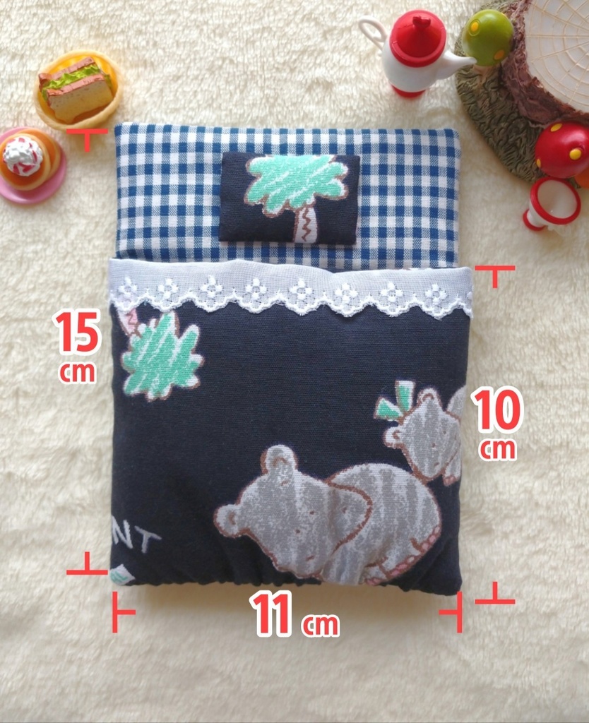 ポケット型おふとん(レトロファンシーなカバの親子)