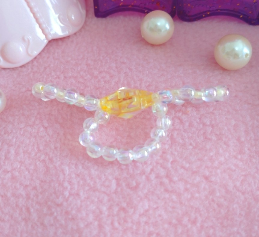 お星さまのリボンビーズリング