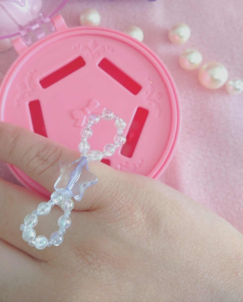 お星さまのリボンビーズリング