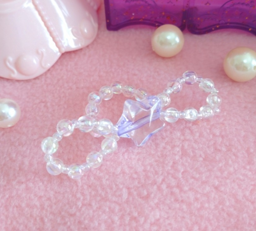 お星さまのリボンビーズリング