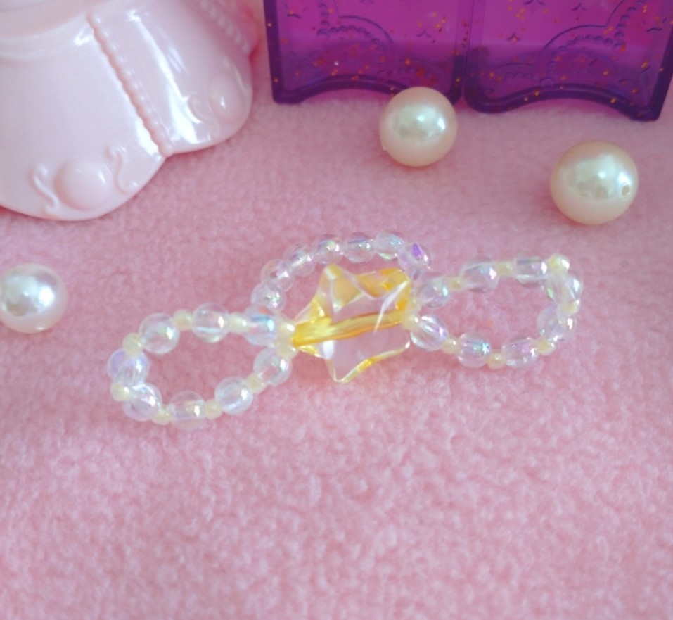 お星さまのリボンビーズリング