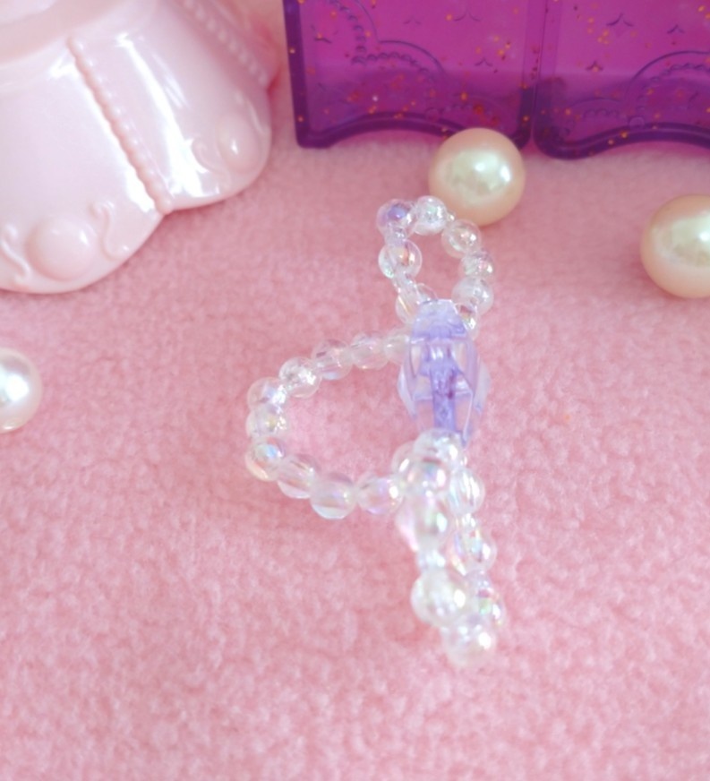 お星さまのリボンビーズリング