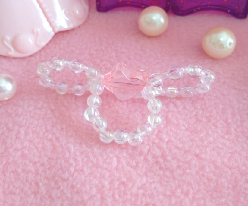 お星さまのリボンビーズリング