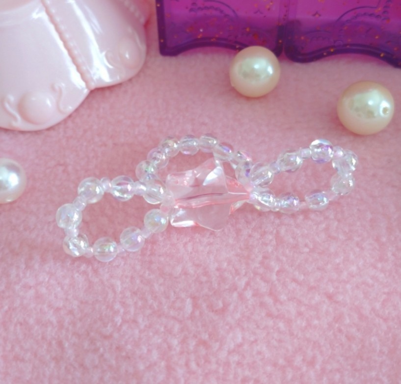 お星さまのリボンビーズリング