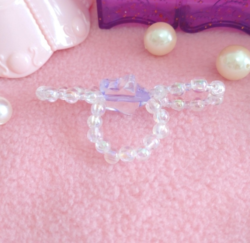 お星さまのリボンビーズリング