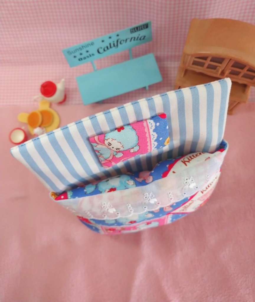 飾って遊べるポケット型おふとん(アニマル/ブルー)