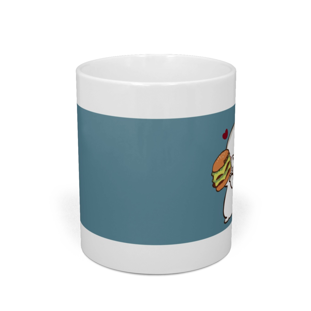 鮫島さめじ ハンバーガー大好きマグカップ ターコイズブルー