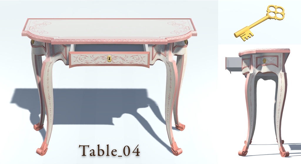 【Unity,fbx,pmx】3Dモデル『Console Table 18th century』