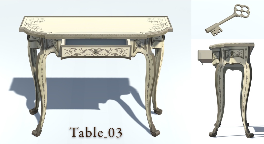 【Unity,fbx,pmx】3Dモデル『Console Table 18th century』