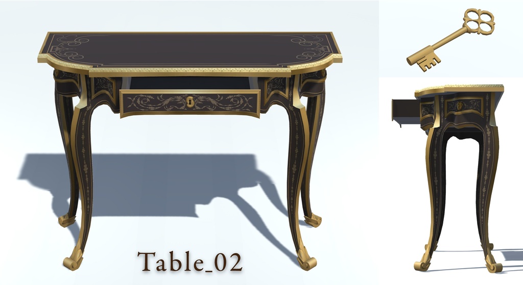 【Unity,fbx,pmx】3Dモデル『Console Table 18th century』
