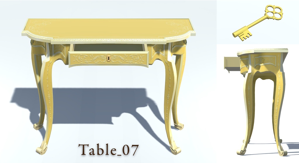 【Unity,fbx,pmx】3Dモデル『Console Table 18th century』