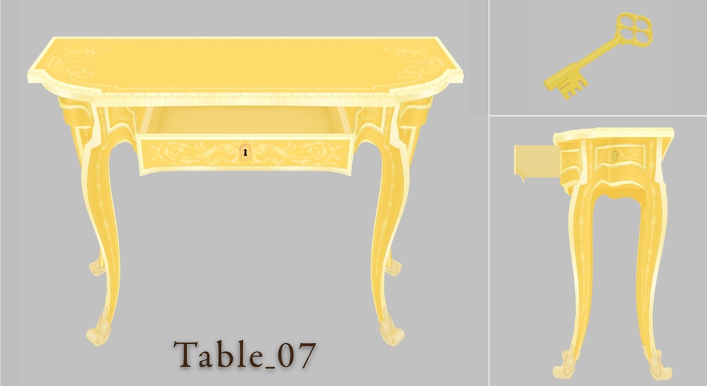 【クリスタ用3D】ロココ調の机