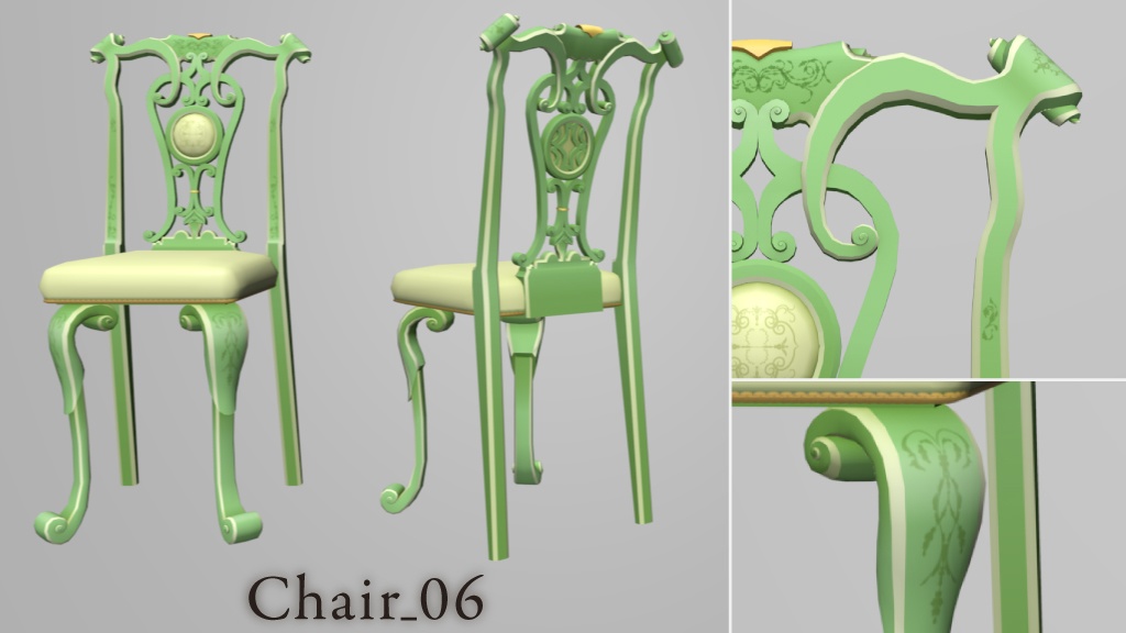 【クリスタ用3D】ロココ調の椅子