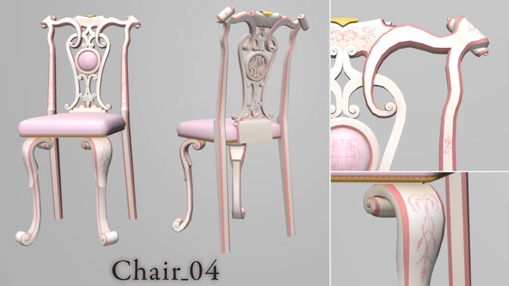 【クリスタ用3D】ロココ調の椅子