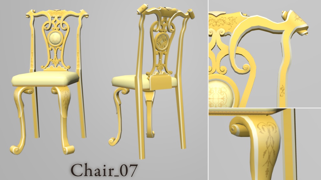 【クリスタ用3D】ロココ調の椅子