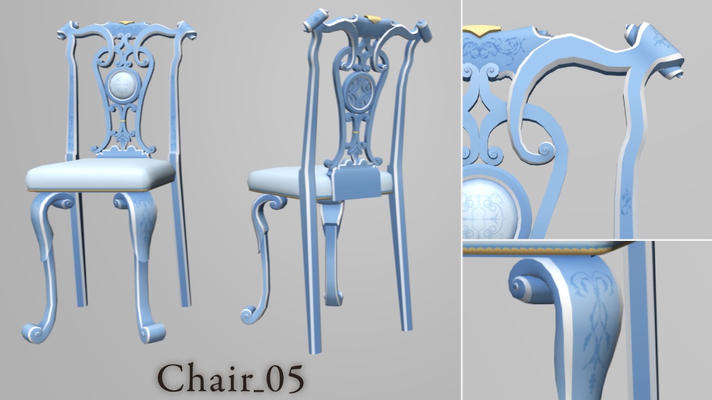 【クリスタ用3D】ロココ調の椅子