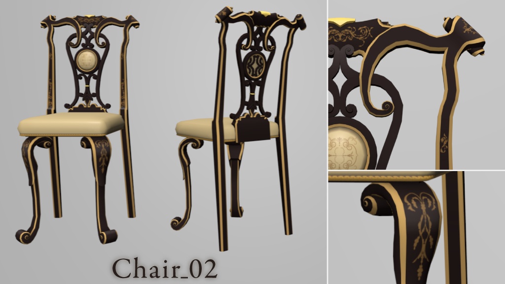 【クリスタ用3D】ロココ調の椅子
