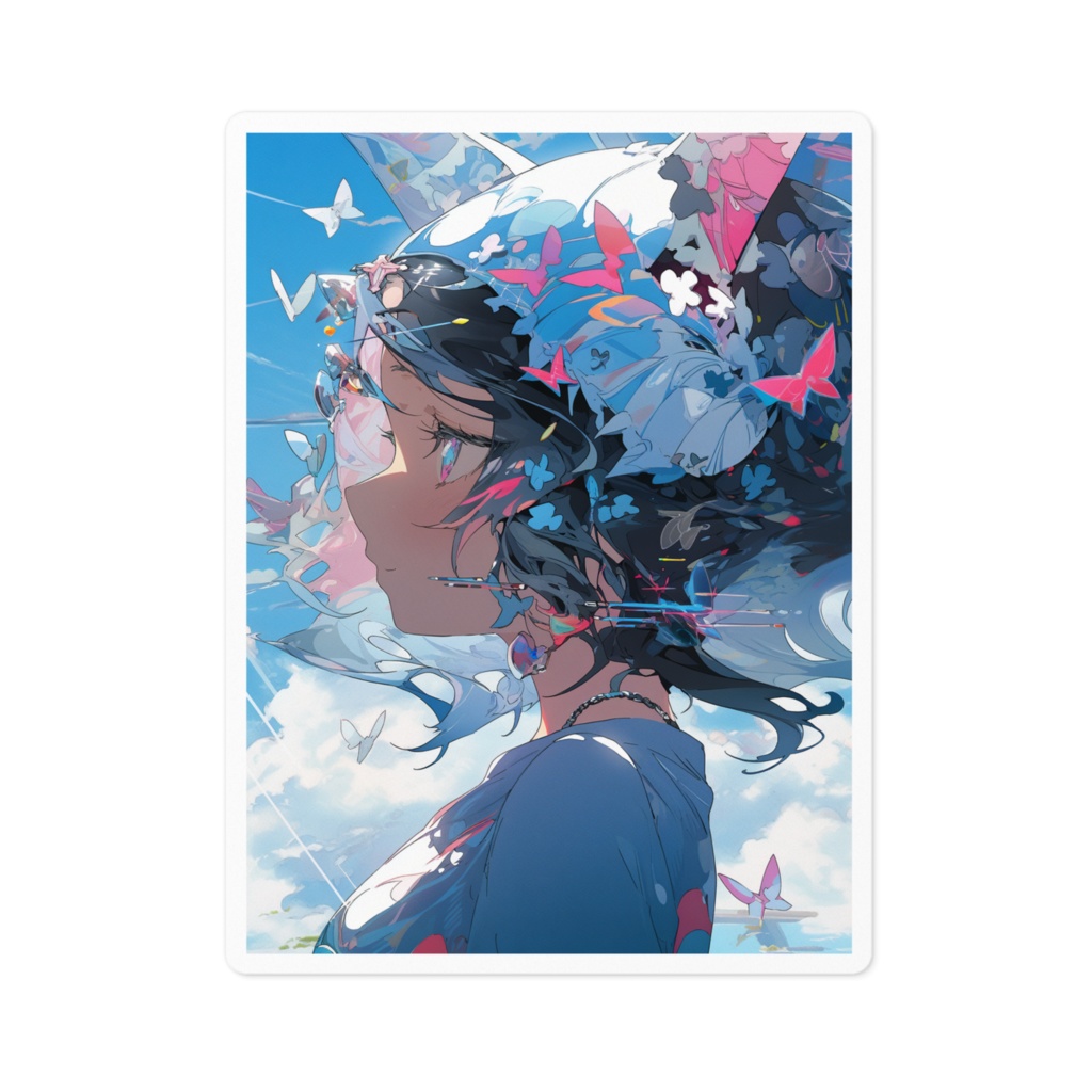 空の少女ステッカー