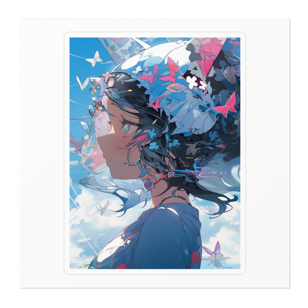 空の少女ステッカー