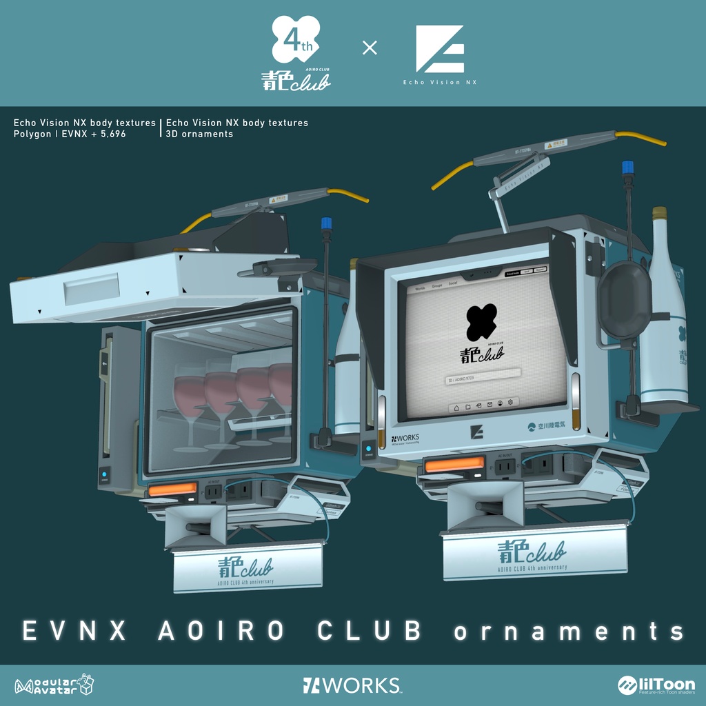 Echo Vision NX 専用 / AOIRO CLUB ornaments【VRChat アバター装飾品】