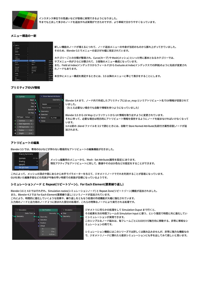 Blender ジオメトリノード 解説&作例集 Vol.3-Geometry Nodes (for Blender 3.4 and 3.5) 第1.6版