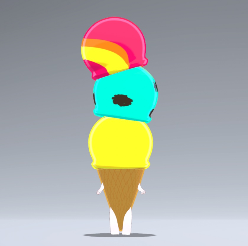 【VRC想定】三段アイスのきぐるみ【4アバター対応】