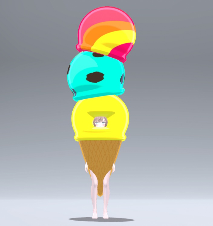 【VRC想定】三段アイスのきぐるみ【4アバター対応】