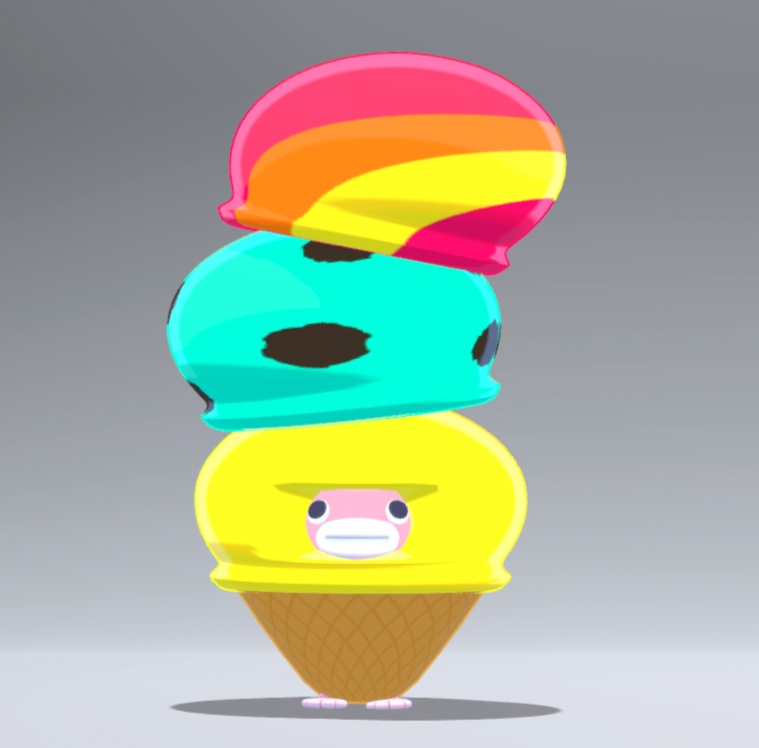 【VRC想定】三段アイスのきぐるみ【4アバター対応】