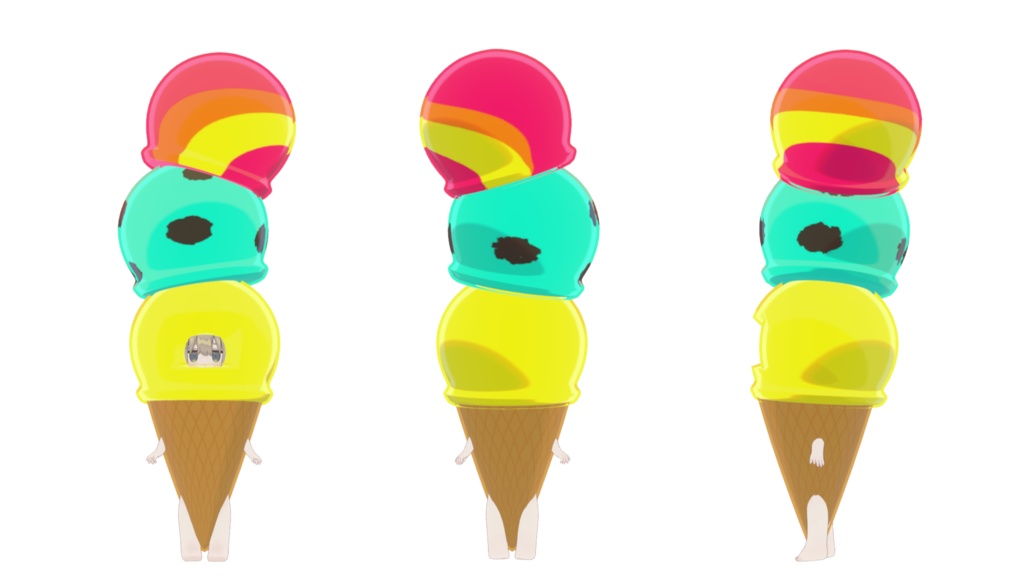 【VRC想定】三段アイスのきぐるみ【4アバター対応】