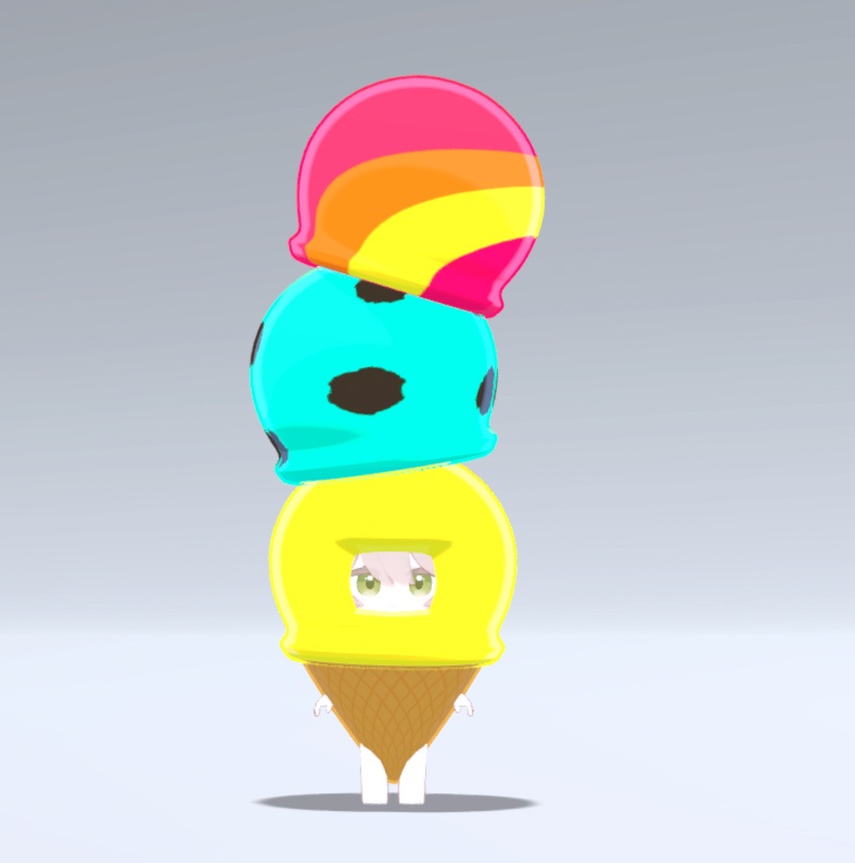 【VRC想定】三段アイスのきぐるみ【4アバター対応】