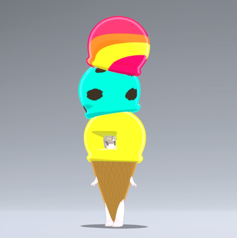 【VRC想定】三段アイスのきぐるみ【4アバター対応】