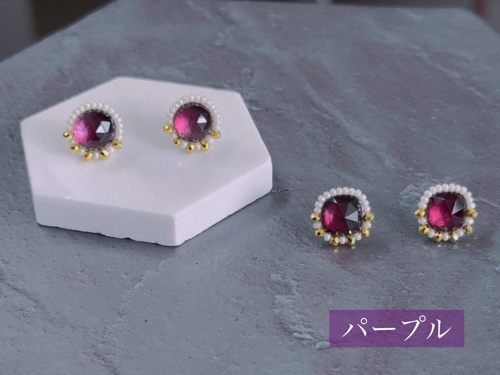 推し色をさり気なく日常に!天然石ピアス/イヤリング【カラーオーダー可】