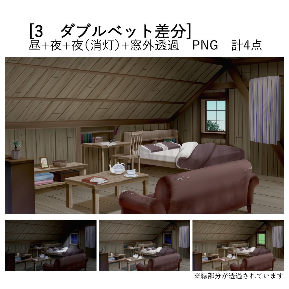 【Vtuber向け】屋根裏部屋リメイク 背景